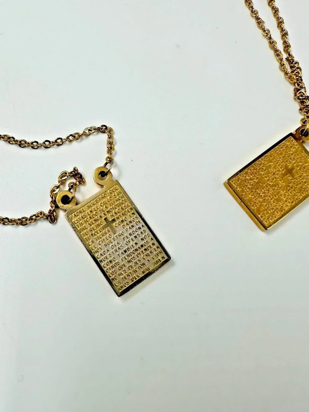 Steel Time Gold Stainless Steel Scapular Necklace Lords Prayer 28.5